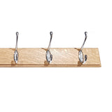 Oak Coat Rack With Chrome Hooks