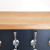 Painted Coat Rack with Oak Shelf