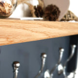Painted Coat Rack with Oak Shelf