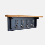 Painted Coat Rack with Oak Shelf